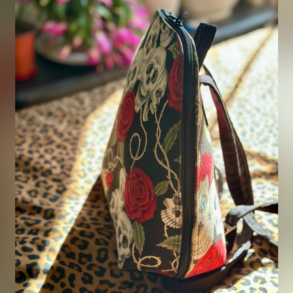 Skull And Rose Patterned Backpack - image 3